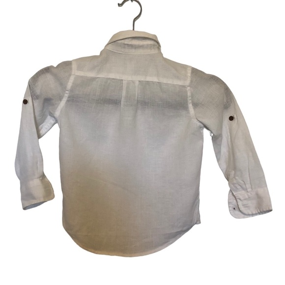 JANIE AND JACK 100% Linen Shirt Kids Size 3 White Button Up Long Sleeve - Picture 5 of 10